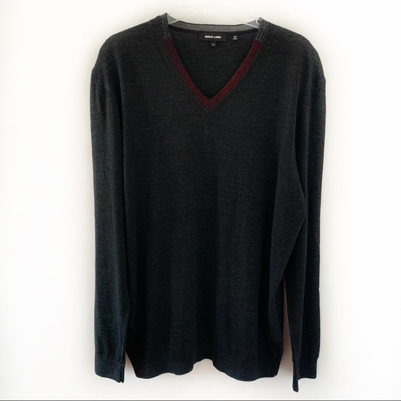 Jared Lang Men V-neck Long Sleeve Wool Blend Sweater/Pullover Sz XL - Picture 1 of 9